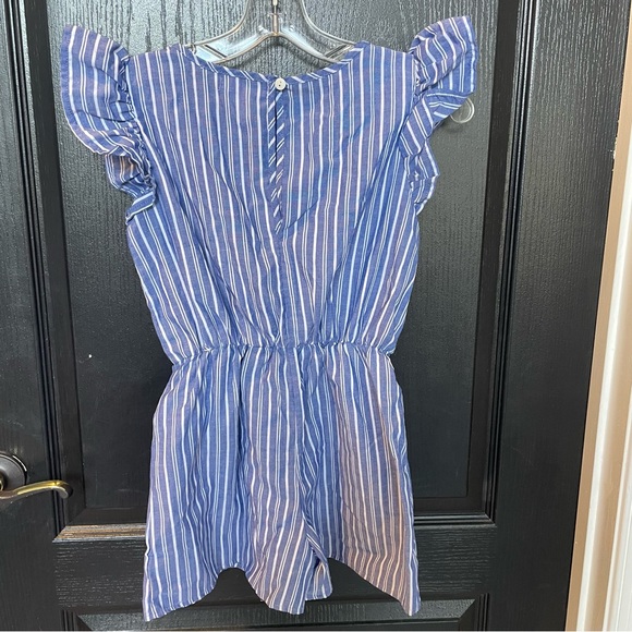 Blue Striped Ruffle Romper - Picture 2 of 3